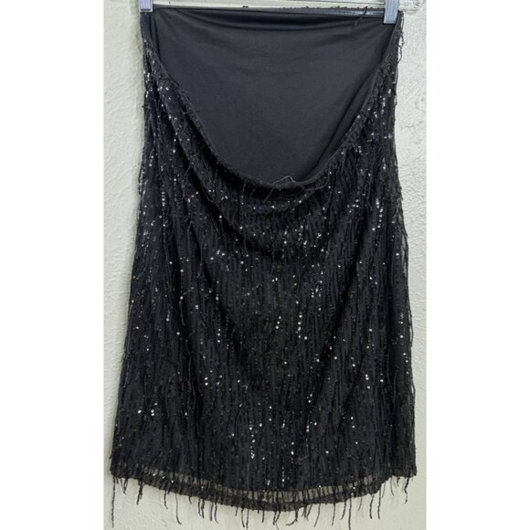 Strapless Sequin Fringe Mini Bodycon Dress Wild Fable Large Flapper Style EUC - Picture 3 of 13